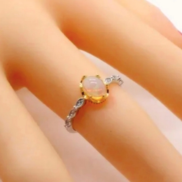 Genuine Opal 925 Sterling S. Crown Ring - Picture 6 of 6